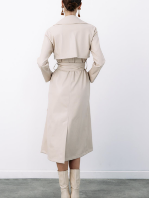 Trench Long En Similicuir Ceinturé - Beige – Image 5