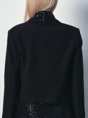 VESTE COURTE A PAILLETTES -NOIR – Image 5