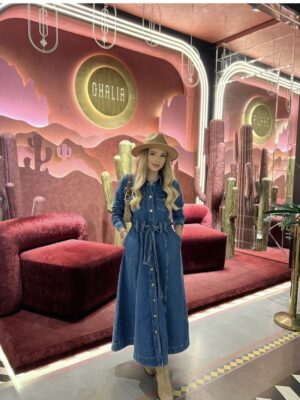 Robe longue en jean - Bleu clair