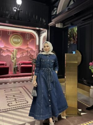 ROBE LONGUE EN JEAN- BLEU FONCE