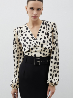 Chemisier court à double boutonnage - BEIGE-NOIR – Image 2