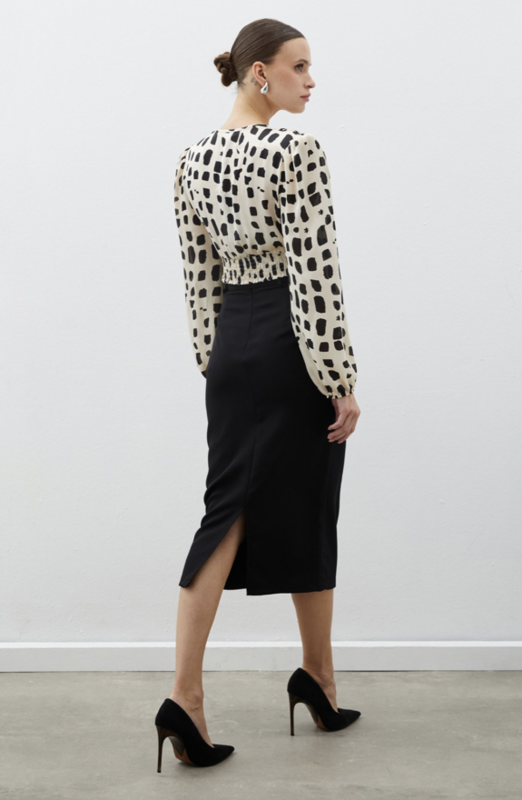 Chemisier court à double boutonnage - BEIGE-NOIR – Image 4