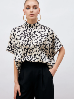 Blouse ample à manches chauve-souris - NOIR