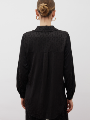 Chemise en satin à motifs - NOIR – Image 5