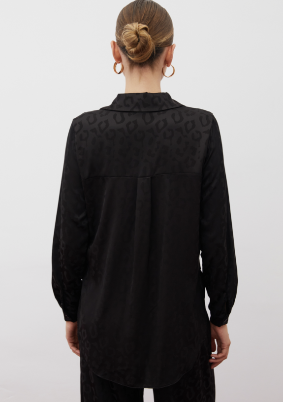 Chemise en satin à motifs - NOIR – Image 5